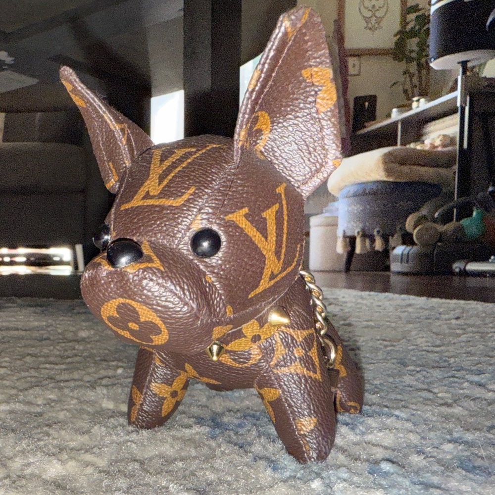 LV Monogram dog charm.